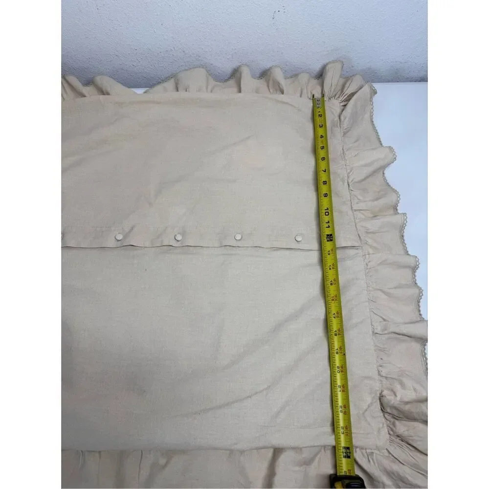 Ralph Lauren Cottage Tan Cotton Blend Pillow Sham Crochet Lace Trim 23”x23”